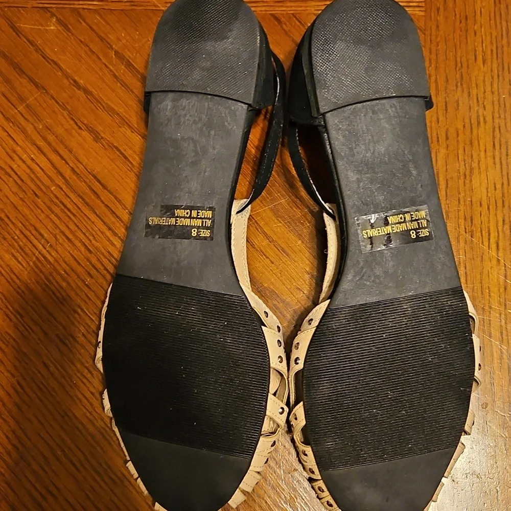 Cato Stappy Sandal w/ Cream Jewel Accents Black side buckle suede heel - Picture 4 of 5